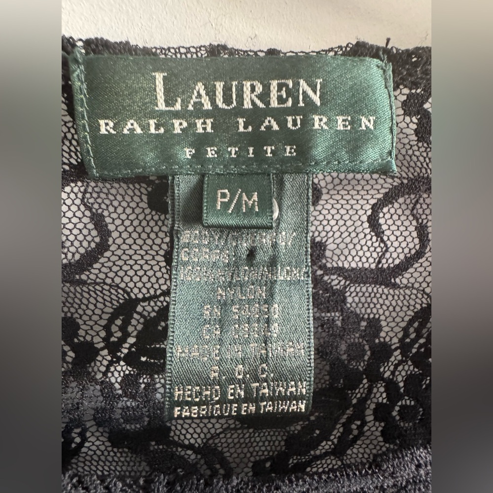 Ralph Lauren Black Floral Lace Long-Sleeve Top - Picture 2 of 4